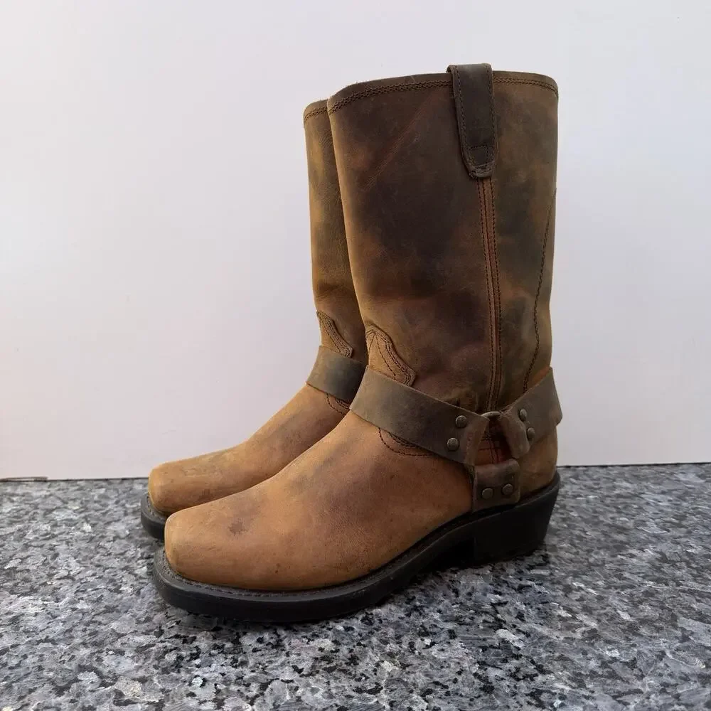 Dingo Dean Harness Motorcycle Brown Casual Boots DI19076 Men’s Size 9D